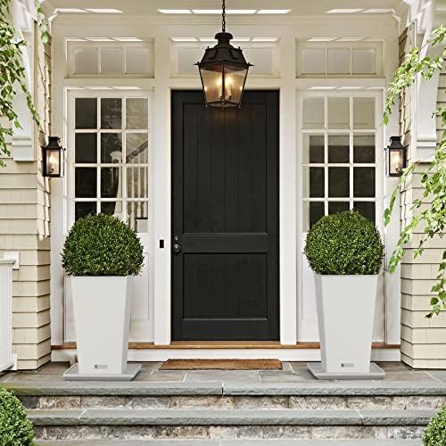 Elevens Outdoor Planter Larger Flower Pots Indoor Taper Garden V-Shape Tall Planters 24 inches Garden Pots Planter - White（2 Packs）