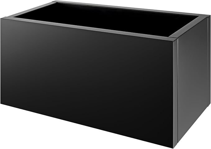 32"x16"x16" Large Metal Planter Box, Heavy-Duty Rust Resistant Steel Planter with Drainage Hole, Modern Rectangular Planter for Outdoor Indoor Patio Garden Yard (Black)
