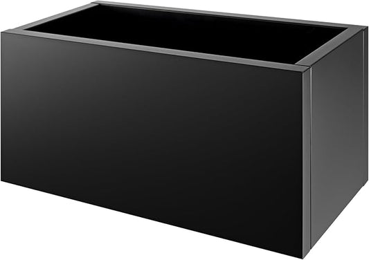 32"x16"x16" Large Metal Planter Box, Heavy-Duty Rust Resistant Steel Planter with Drainage Hole, Modern Rectangular Planter for Outdoor Indoor Patio Garden Yard (Black)