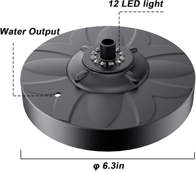Jutai Electric Floating Pond Fountain Wram White LED Lights, Built-in Filter System, Waterfall Fountain Pump,32.8ft Power Cord, Day and Night Lighting, Energy Saving for Above Ground Pools