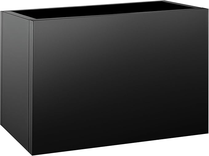 36"x12"x20" Large Metal Planter Box, Heavy-Duty Rust Resistant Steel Planter with Drainage Hole, Modern Rectangular Planter for Outdoor Indoor Patio Garden Yard (Black)