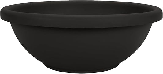 The HC Companies Shallow Planter with Drainage - Contemporary Garden Bowl Planter for Flowers, Herbs & More - Round Succulent Planter Pot for Indoors and Outdoors (15.5" Black, Pack of 1)