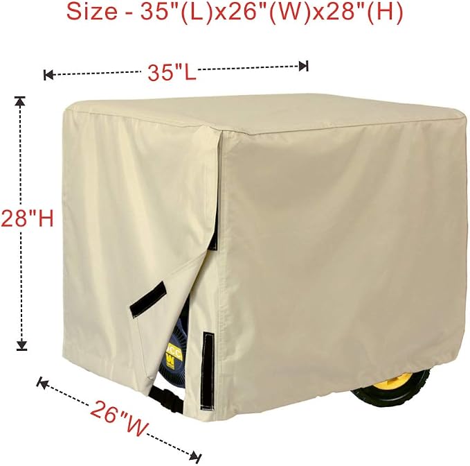 Porch Shield Waterproof Universal Generator Cover 35 x 26 x 28 inch, for Most Generators 5000-12000 Watt, Light Tan - Image 2
