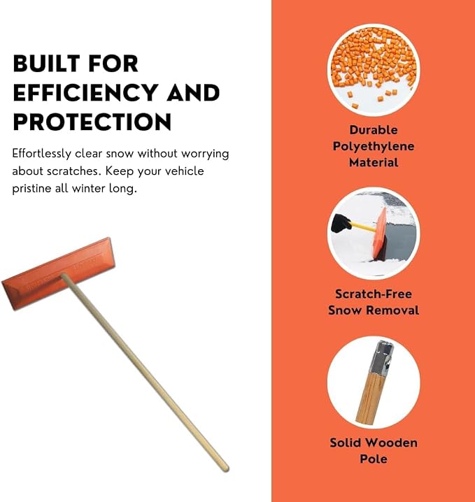 Snow Rake/Snow Broom with Pole - 48” Pole with 18" Head. - Auto Dealer Quality Shuttsco USA! #105 Commercial Grade - Image 3