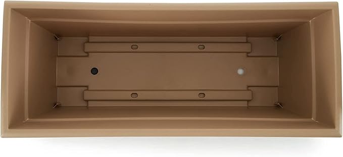 The HC Companies 28 Inch Romana Planter Box with Drainage Plug, Lightweight UV-Resistant Plastic Outdoor Planters, 1-Pack Flower Box for Garden, Patio, Balcony, and Fence, Cappuccino