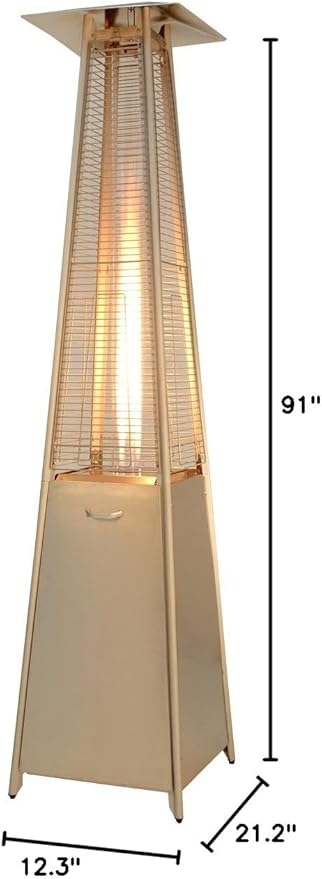 AZ Patio Pyramid Glass Tube Propane Gas Patio Heater, Stainless Steel, CSA certified