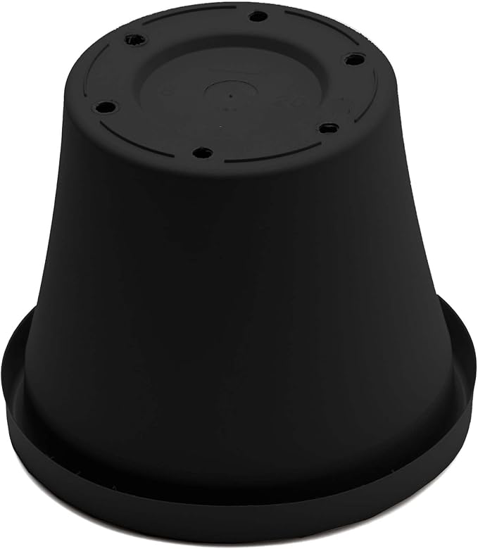 Bloem Terra 12" Diameter Round Black Resin Planter Pot with Drainage Holes for Indoor and Outdoor Gardening