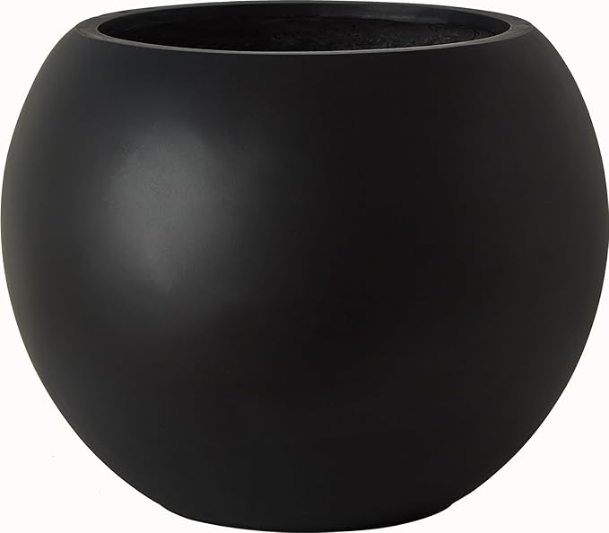 13.5 H x 17" Dia (12" Pot Opening) Round Fiberstone Planter with Drainage Hole, Indoor/Outdoor Large Plant/Christmas tree decor Pot for Home Patio Garden, Ideal for Large Plants (Black, 17in)