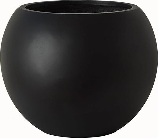 13.5 H x 17" Dia (12" Pot Opening) Round Fiberstone Planter with Drainage Hole, Indoor/Outdoor Large Plant/Christmas tree decor Pot for Home Patio Garden, Ideal for Large Plants (Black, 17in)