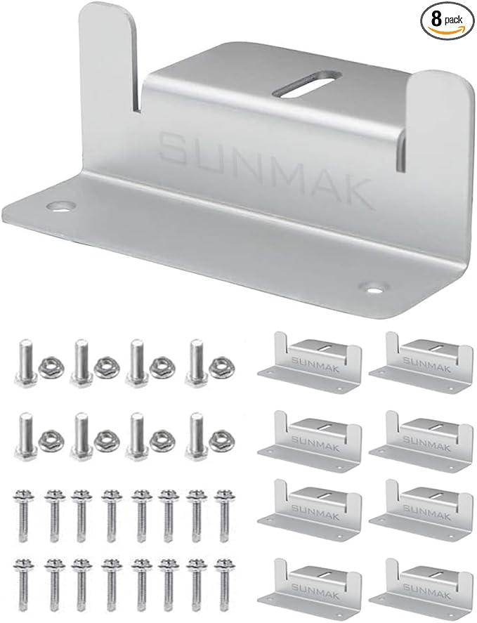 8 units per set Solar Panel Mounting Z Brackets Lightweight Aluminum Corrosion-Free for solar panels installed on RVs, Trailers, Boats, Yachts, Wall, Cabins, Sheds, Garages&Other Off Gird Roofs by SUNMAK