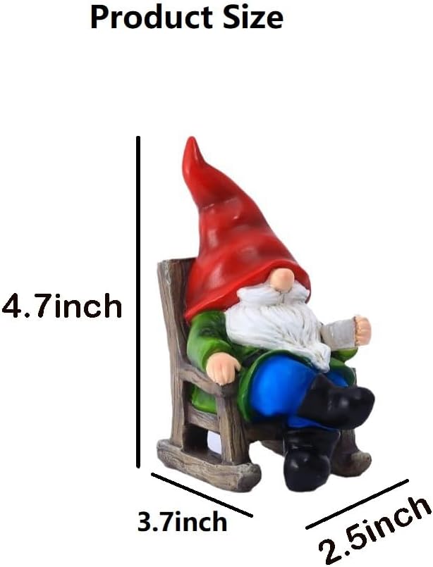 Solar Garden Gnome Statues Miniature Outdoor Christmas Decor Gnome Figurine Lights for Outdoor Home Patio Balcony Yard Lawn for Women Mom Grandma Family Friend 3.66" D x 2.52" W x 4.72" H
