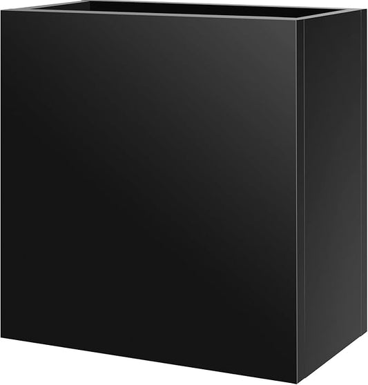 28"x12"x28" Large Metal Planter Box, Heavy-Duty Rust Resistant Steel Planter with Drainage Hole, Modern Rectangular Planter for Outdoor Indoor Patio Garden Yard (Black)