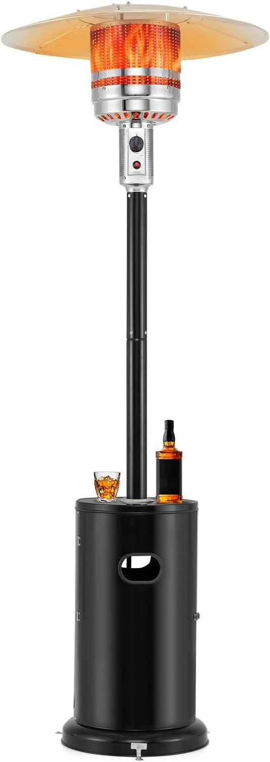 Giantex 50,000 BTU Propane Outdoor Heater, Patio Heater w/Round Table Design, Stainless Steel Burner, Tip-Over & Flame-Out Protection, Propane Heaters w/Wheels for Backyard, Garden, Commercial, Black