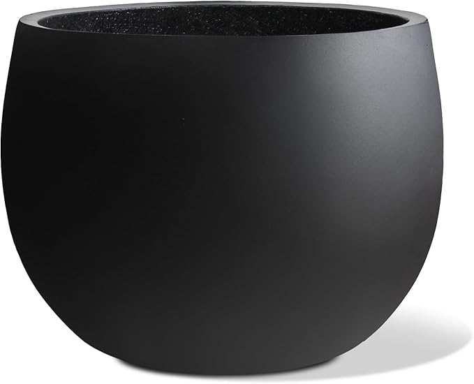 Ball Concrete Planter Outdoor Indoor, Large Tall Cement Plant Pots for Trees Flowers (Black, 20 inch)