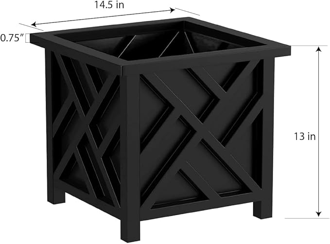 Trenton Gifts Chippendale Planters. Set of 2 .Black. Great for Outdoor Decor, Patio and Lawn Plant Holder