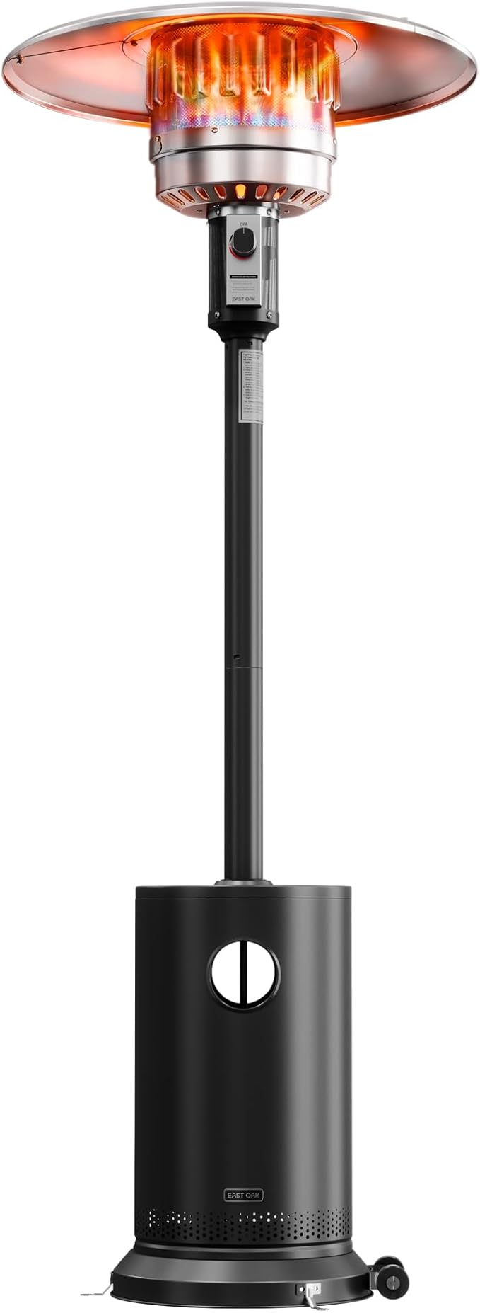 EAST OAK Upgraded 50,000 BTU Propane Patio Heater, Outdoor Heater with Enhanced Burner Head, One-Touch Ignition, Quick Snap-Fit Assembly, Round Table Design for Garden, Balcony, Backyard