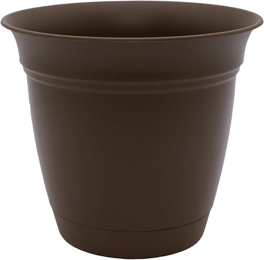The HC Companies Eclipse Round Planter with Saucer - Outdoor & Indoor Plant Pot with Drainage Holes - Lightweight, UV-Resistant Plastic Pots for Plants, Flowers & Herbs (20" Chocolate, Pack of 1)
