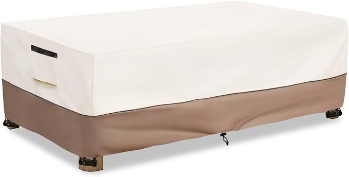 Outdoor Coffee Table Cover Waterproof, Heavy Duty Patio Rectangular Side Table Covers, 48W x 28D x 16H Inches Outdoor Tables Cover (Beige) by SoloToo