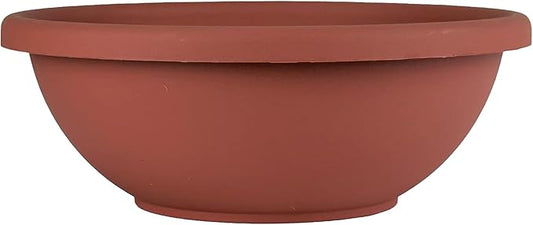 The HC Companies Shallow Planter with Drainage - Contemporary Garden Bowl Planter for Flowers, Herbs & More - Round Succulent Planter Pot for Indoors and Outdoors (15.5" Clay, Pack of 1)