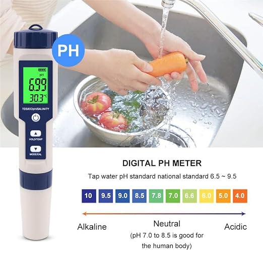 Pool Salt Tester & PH Meter, Hofun Digital Salinity Meter and PH Tester for Aquarium and Pool Saltwater Water, 5 in 1 Salinity PH Temp EC and TDS Meter, Aquarium Swimming Pool Hot Tub, High Accuracy - Image 5