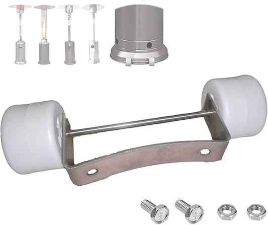 Patio Heater Wheels Replacement-Stainless Steel Tall Heater Wheel Set,One Size Fits Most Propane Gas Patio Heaters,Easy to Move& Install-Universal Movable Wheel (White Wheels+ Stainless Steel Bracket)