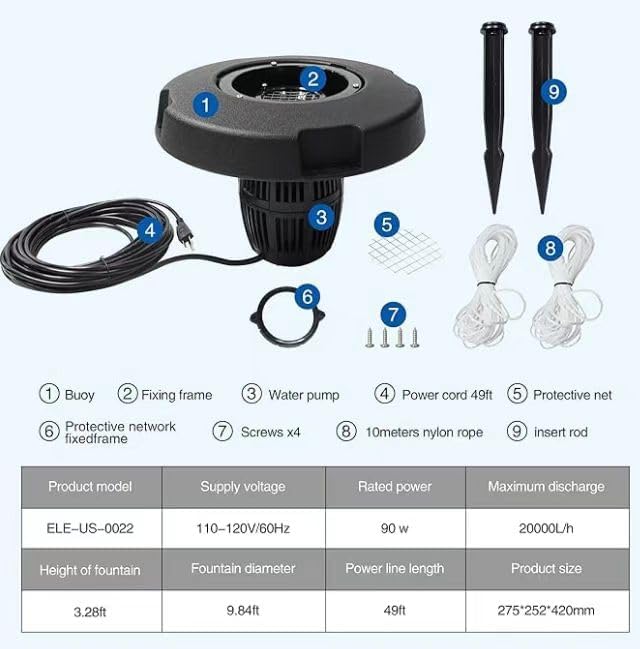 Pond Fountain Aerator (RGB-8000GPH)