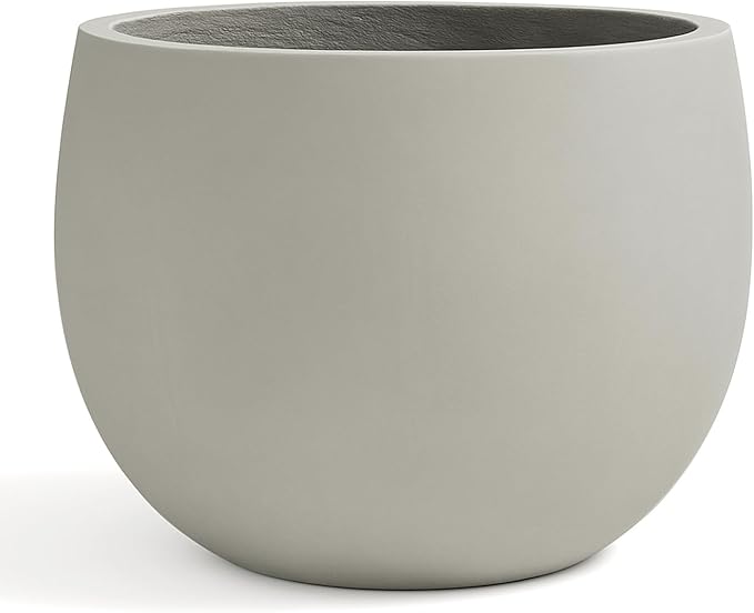 Ball Concrete Planter Outdoor Indoor, Large Tall Cement Plant Pots for Trees Flowers (Gray, 20 inch)