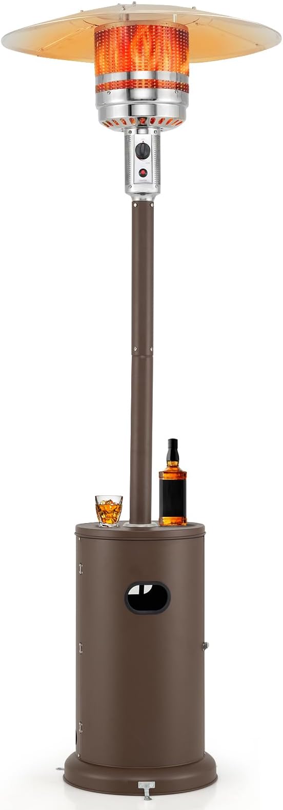 Giantex 50,000 BTU Propane Outdoor Heater, Patio Heater w/Round Table Design, Stainless Steel Burner, Tip-Over & Flame-Out Protection, Propane Heater w/Wheels for Backyard, Garden, Commercial (Bronze)