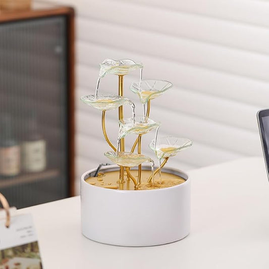 Tabletop Fountain Water Feature Indoor and Outdoor Home and Garden Decoration (Leaf Fountain 1)