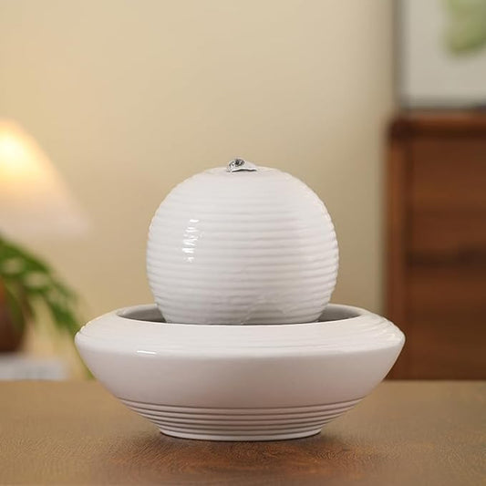Ceramic Tabletop Fountain Water Feature for Indoor and Home Decoration Table Desk Office Patio(White A156)