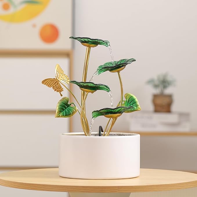 Tabletop Fountain Water Feature Indoor and Outdoor Home and Garden Decoration (Leaf Fountain 2)