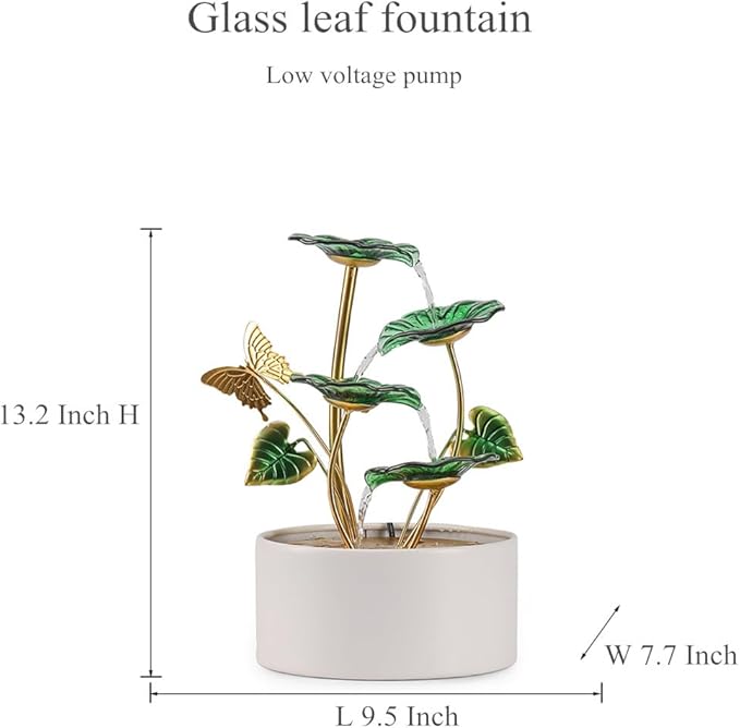 Tabletop Fountain Water Feature Indoor and Outdoor Home and Garden Decoration (Leaf Fountain 2)