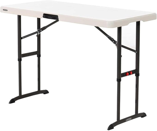 LIFETIME 80387 4-Foot Commercial Adjustable Folding Table, Almond by Lifetime