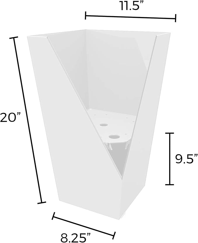Bloem Tall Finley Tapered Square Planter: 20" - Casper White - Matte Textured Finish, 100% Recycled Plastic Pot, for Indoor and Outdoor Use, Gardening, 5 Gallon Capacity