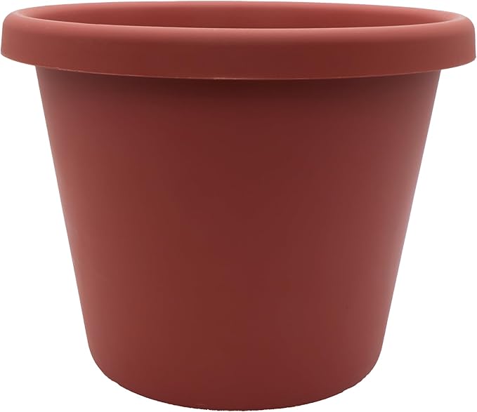 The HC Companies Classic Round Plastic Plant Pot w/Rolled Rim - Lightweight & UV Resistant Flower Pot for Herbs & More - Outdoor & Indoor Plant Pots w/Drainage (7 inch Clay, Pack of 1)