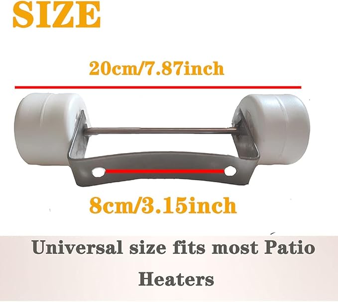 Patio Heater Wheels Replacement-Stainless Steel Tall Heater Wheel Set,One Size Fits Most Propane Gas Patio Heaters,Easy to Move& Install-Universal Movable Wheel (White Wheels+ Stainless Steel Bracket)
