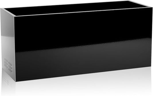 Worth Metal Planter Box with Insert Plate & Drain Holes, Indoor or Outdoor Use, No Assembly Required, 30" x 11" x 13", 14.3 Gallons, Glossy Black