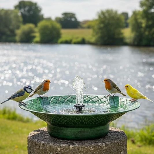 12.6" Bird Bath for Outside, Solar Bird Bath Fountains, Bird Bath Bowl Outdoor, Solar Powered Bird Baths for Garden Patio Decor (Green)