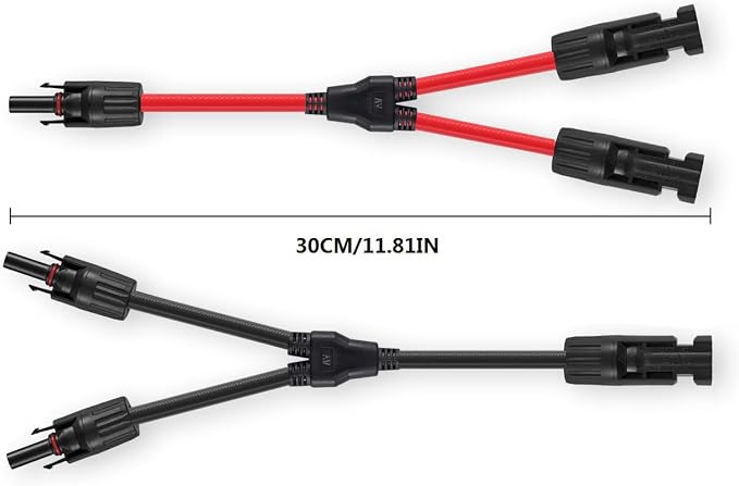 5 Pairs Solar Connectors Y Branch Parallel Adapters 10AWG Cable for Solar Panel (Red & Black) - Image 7
