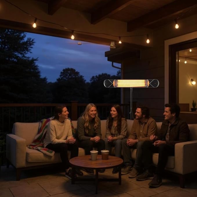 Wave 1500W Carbon Infrared Heater - Wall-Mounted & Freestanding with Remote - Quiet & Weatherproof for Indoor/Outdoor Use - Experience Next-Level, Efficient Heating