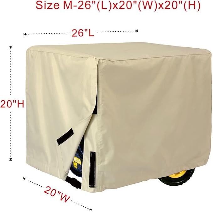 Porch Shield Waterproof Universal Generator Cover 26 x 20 x 20 inch, for Most Generators 3000-5000 Watt, Light Tan - Image 2