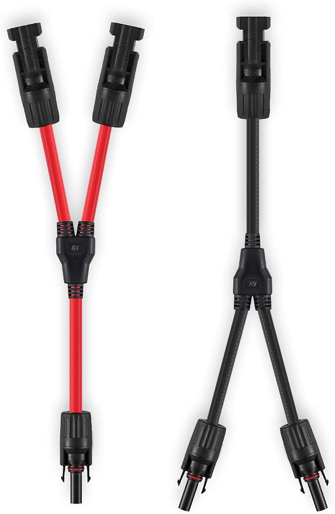Solar Connectors Y Branch Parallel Adapter 10AWG Cable for Solar Panel (Red & Black) by SOYAN