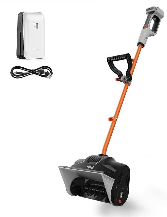 Litheli 20V Cordless Snow Shovel, 12'' Electric Snow Blower with 4 Ah Batteries Included, Lightweight Battery-Powered Snow Thrower for Driveway & Sidewalk by Litheli