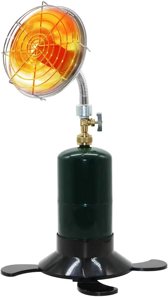 BLAZEAL Portable Propane Heater with Upgrade Catalytic Infrared Burner & Free-Bending Snake Hose for Outdoor and Indoor Tent Camping Space Patio Heater 1lb Small Propane Gas Tank Holder Garage Fishing