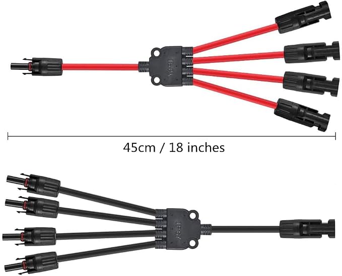 4 to 1 Solar Connectors Y Branch Parallel Adapter for Multiple Solar Panels (Red & Black) - Image 6