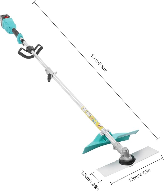 1300W Electric Lithium Battery Lawn Trimmer, Portable Hand-held Shrub Orchard Pruning Machine, Cordless Garden Lawn Mower Strimmer Brushless Motor, Green - Image 2