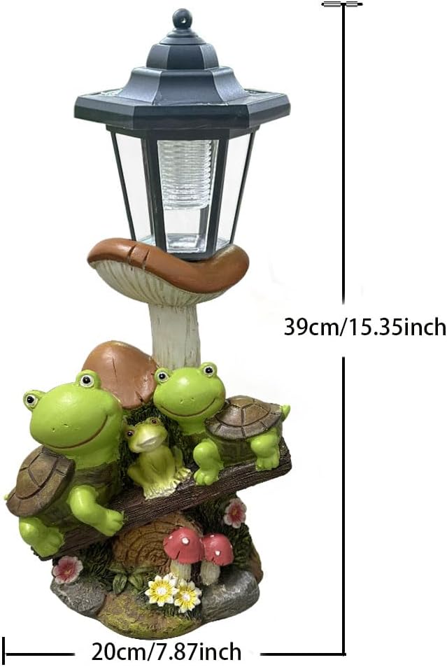 Outdoor Solar Powered Turtle Statue, Turtle and Mushroom-Shaped Sculpture with LED Light, Suitable for Decor Courtyard,Backyard, and Lawn, Unique Birthday and House Warming Gifts