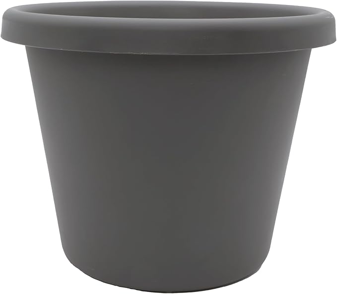 The HC Companies Classic Round Plastic Plant Pot w/Rolled Rim - Lightweight & UV Resistant Flower Pot for Herbs & More - Outdoor & Indoor Plant Pots w/Drainage (17 inch Warm Gray, Pack of 1)