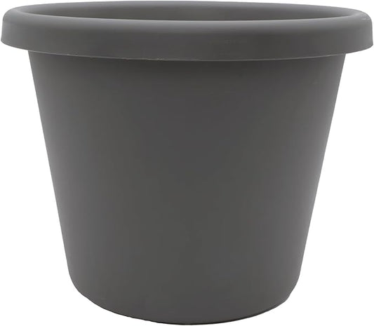 The HC Companies Classic Round Plastic Plant Pot w/Rolled Rim - Lightweight & UV Resistant Flower Pot for Herbs & More - Outdoor & Indoor Plant Pots w/Drainage (8.5 inch Warm Gray, Pack of 1)