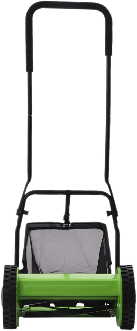 12Inch Dual Wheel Lawn Mower Manual Push Reel Lawn Mower with Collecting Bag & 5 Blades Push Reel Grass Cutting Machine Walk Behind for Courtyards Gardens Lawns by Unknown